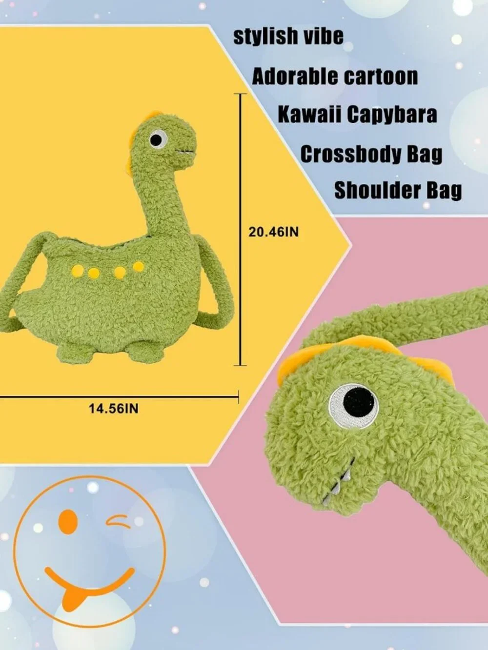 Adorable Dinosaur Plush Backpack with Zipper, Unique Fun Purse for Girls & Women